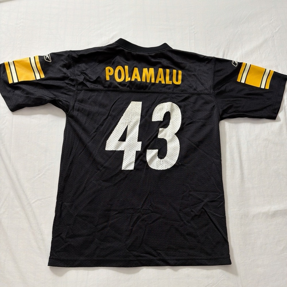 Pittsburgh Steelers #43 Troy Polamalu Jersey Youth Large 14-16 NFL Apparel Footb - Picture 14 of 16